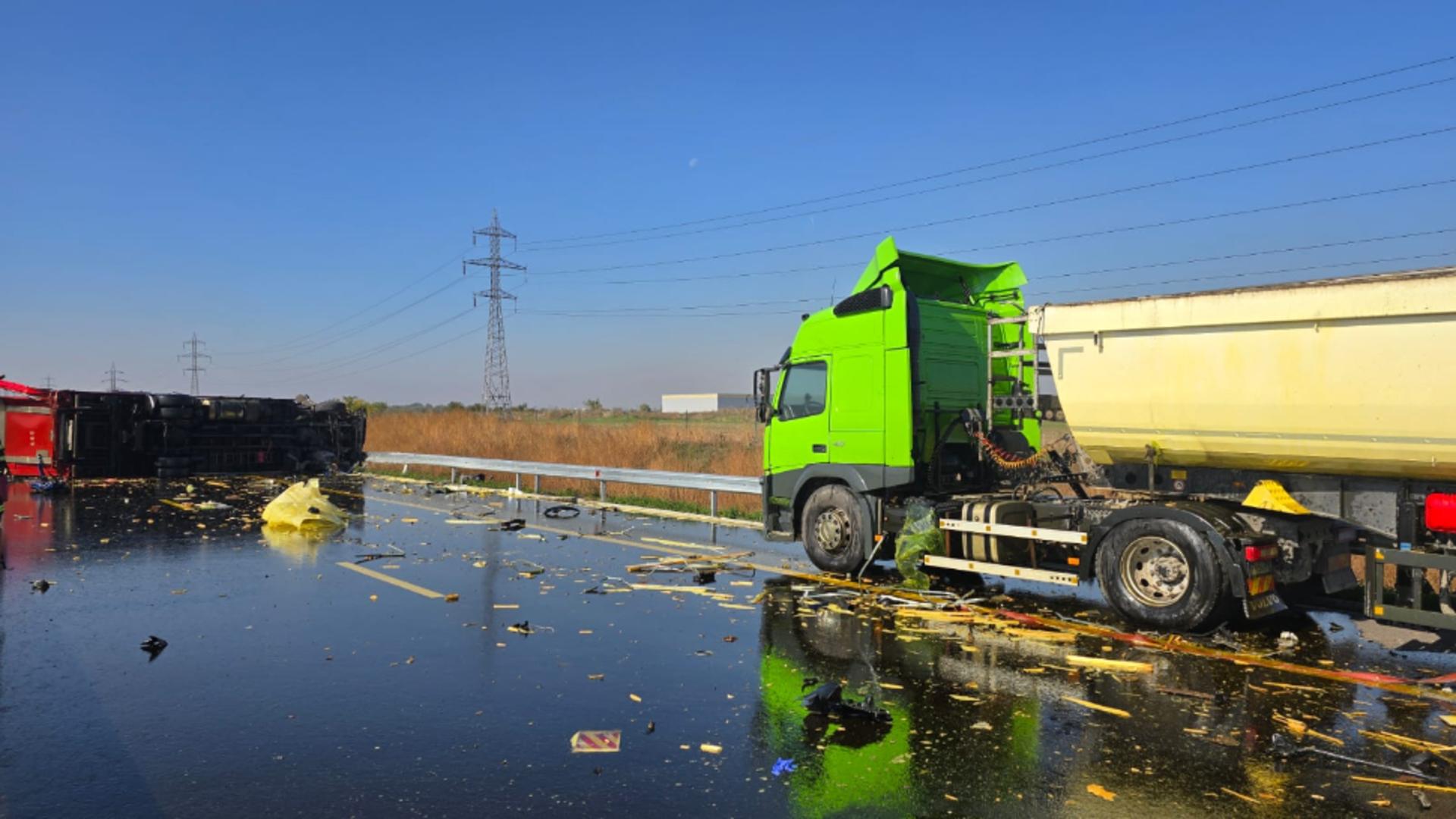 Carambol pe Centura București, între Bragadiru și Berceni. Accident cu trei camioane și trei victime