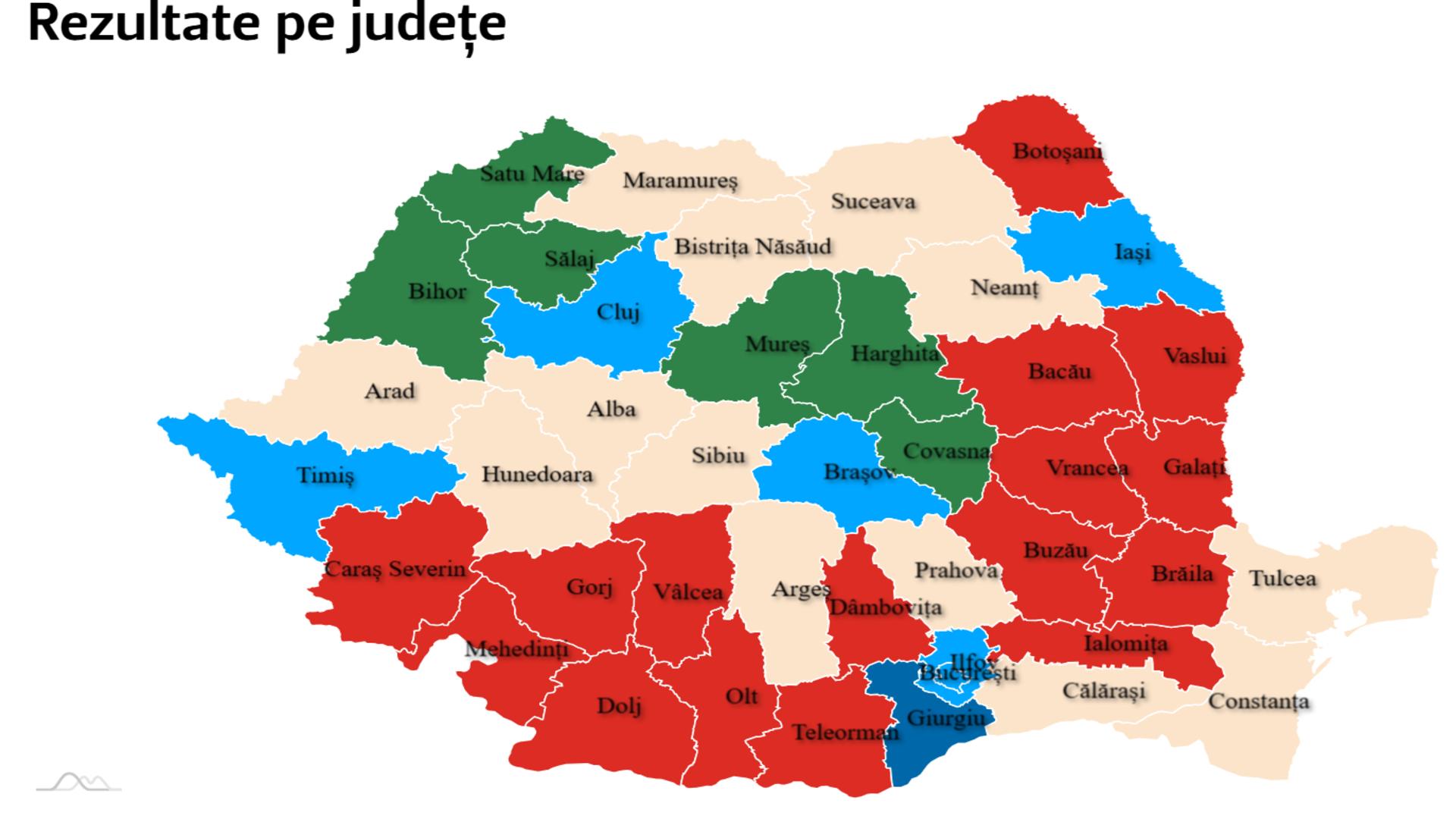 Rezultatul la primul tur al alegerilor prezidențiale, pe județe. Unde au câștigat Georgescu, Lasconi și Ciolacu – HARTA