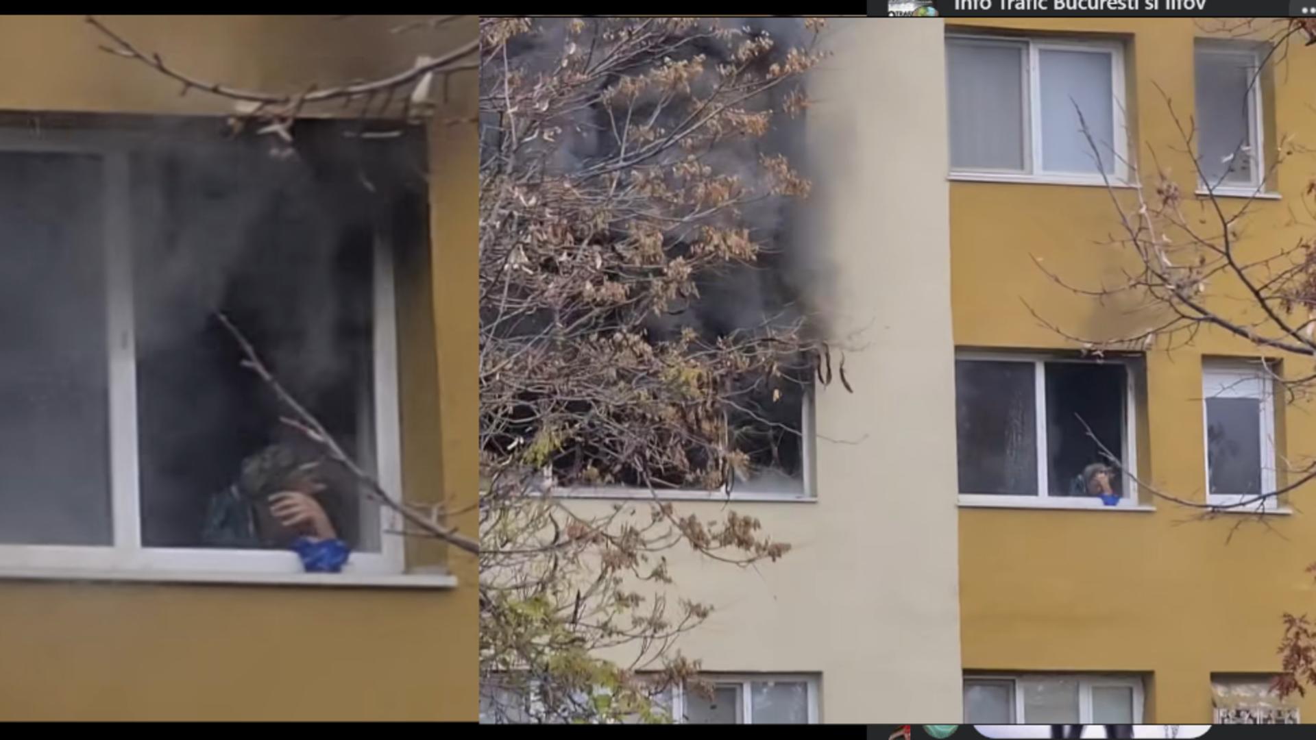 Incendiu într-un apartament din București. Scene DRAMATICE, bătrână blocată în interior – FOTO + VIDEO