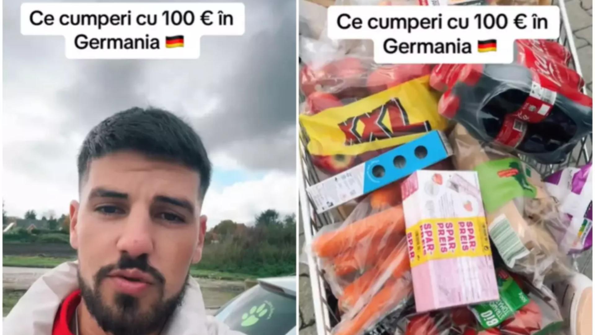 Un român arată pe TikTok ce a cumpărat din Germania cu 100 de euro: „În România te ustură la buzunar”