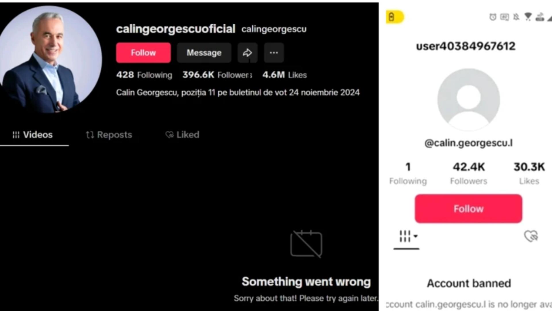 Conturile lui Călin Georgescu pe TikTok se închid pe bandă rulantă. Ce spun reprezentanții companiei