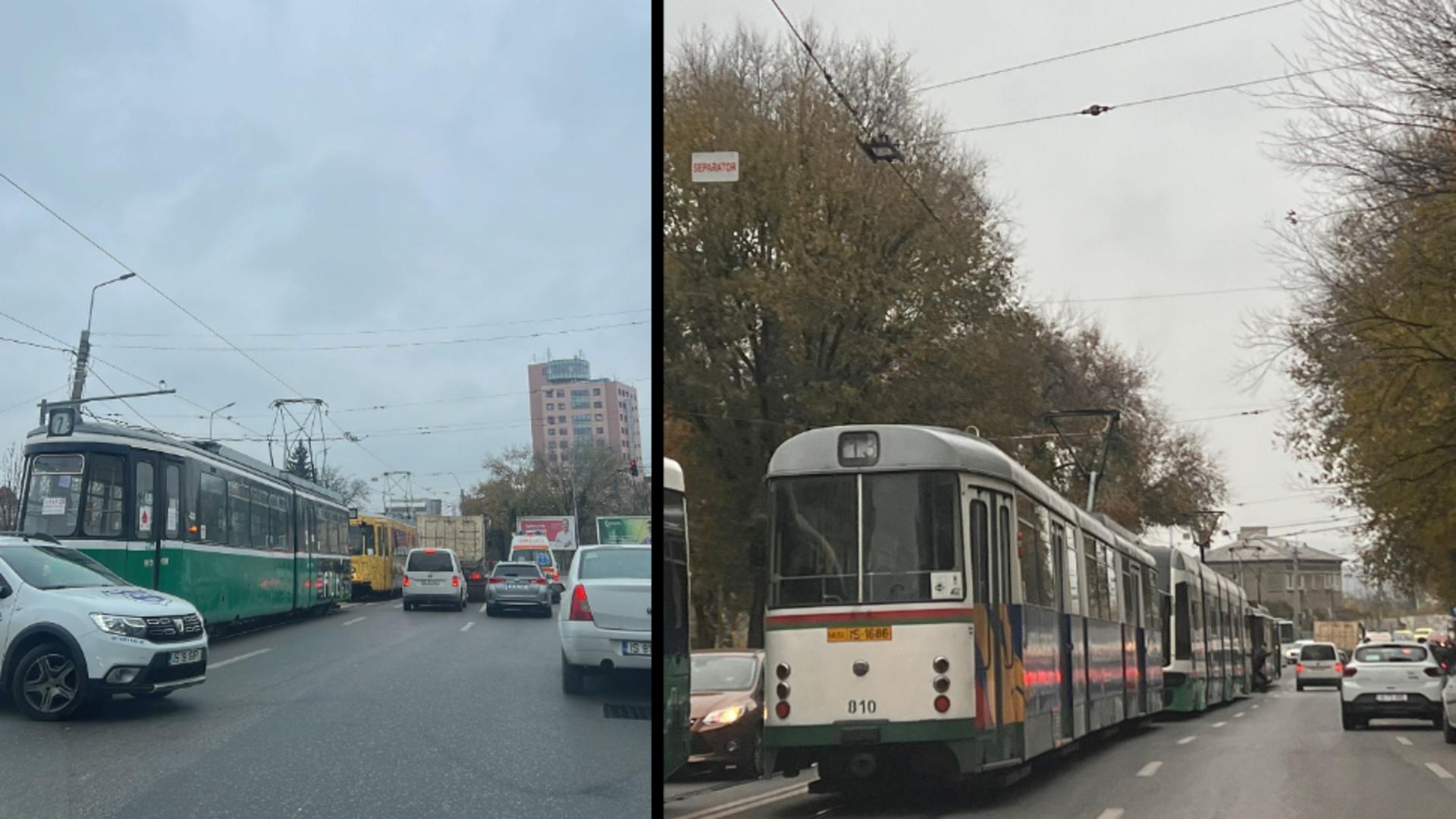 Circulația tramvaielor din Iași, PARALIZATĂ din cauza unei pene de curent – FOTO