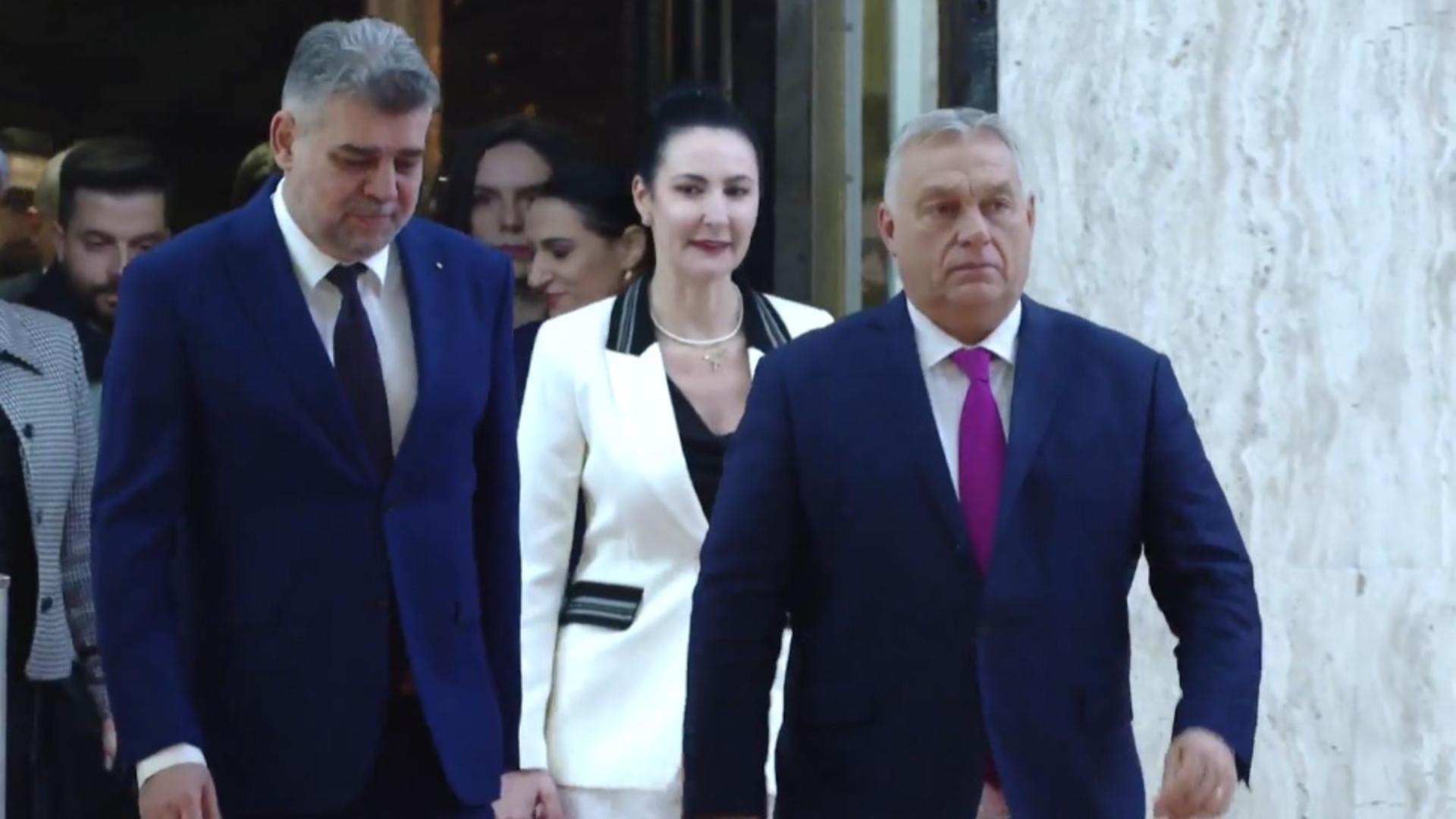 Viktor Orban, în vizită, în România. Premierul ungar a fost primit la Palatul Victoria de Marcel Ciolacu VIDEO