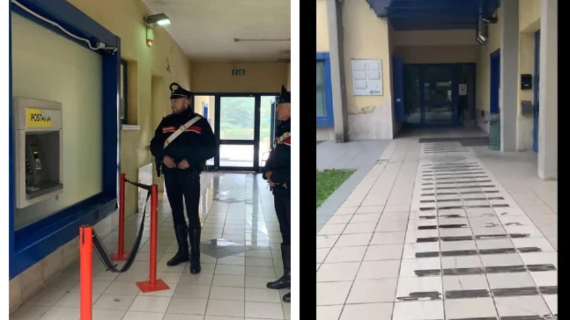 Un hoț român a ajuns să fie adunat de pe jos de polițiștii italieni. Compatriotul s-a rănit când încerca să fure din bancomat