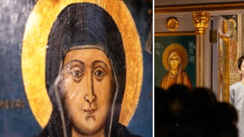 Minune la o biserică din București: Icoana Sfintei Anastasia a izvorât mir n fața credincioșilor – FOTO