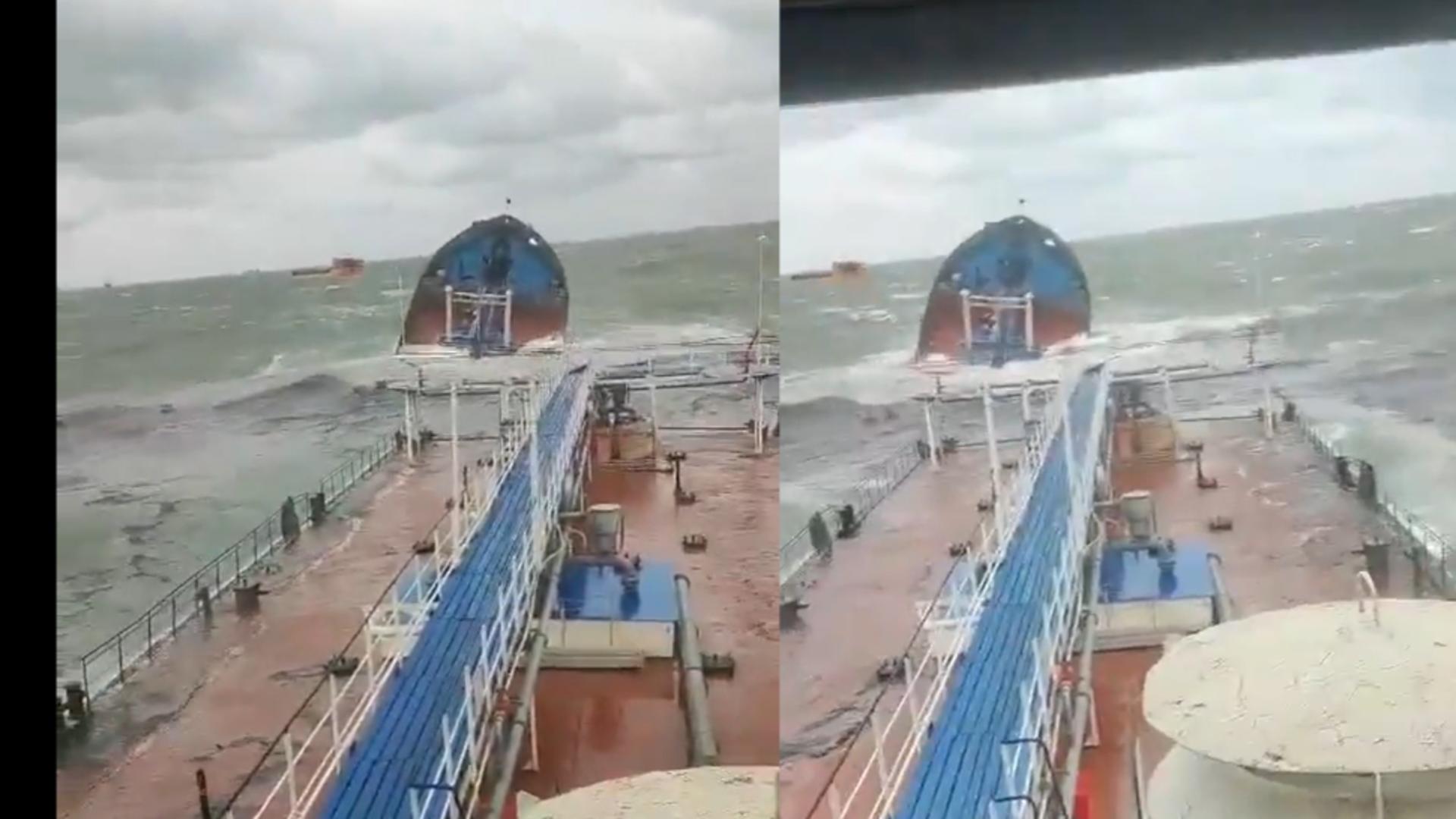 Alertă MAJORĂ pe Marea Neagră! Un petrolier rusesc s-a rupt în două, altu este în derivă. Imagini de coșmar de la bordul navelor – VIDEO