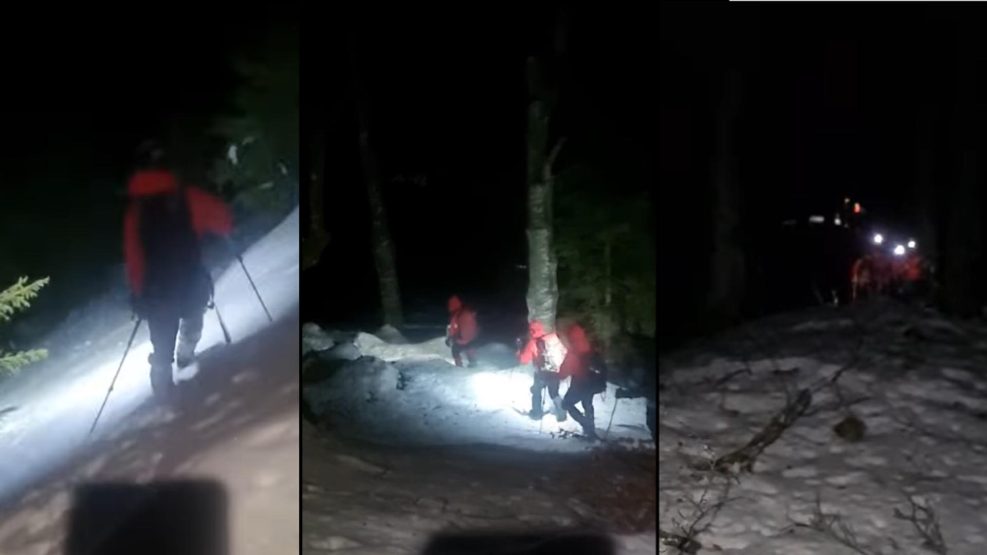 Trei ucraineni rătăciţi în munţii înzăpeziți au fost găsiți. Intervenție spectaculoasă a echipelor Salvamont în miezul nopții – Video