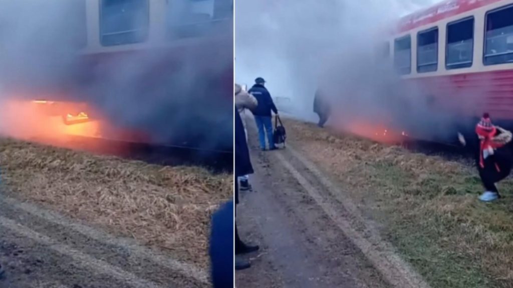 Panică într-un tren din România: a luat foc în mers! Călătorii au sărit din vagoane să se salveze – VIDEO