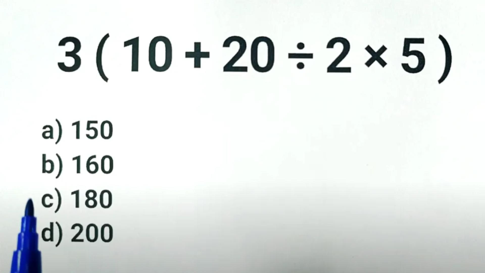 Testul IQ de vineri! În cât timp poți corecta ecuația 3(10+20:2×5)?