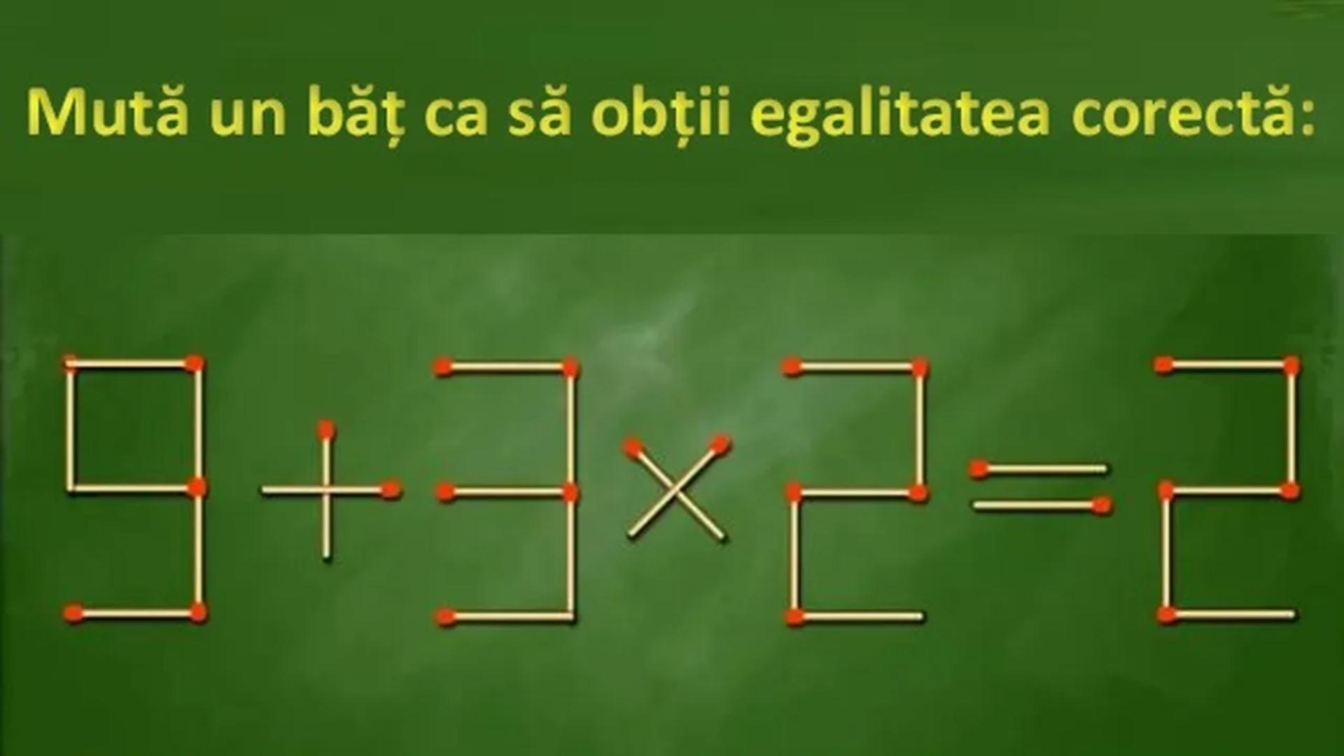 Testul IQ de miercuri! Te încumeți să corectezi ecuația 9+3×2=2