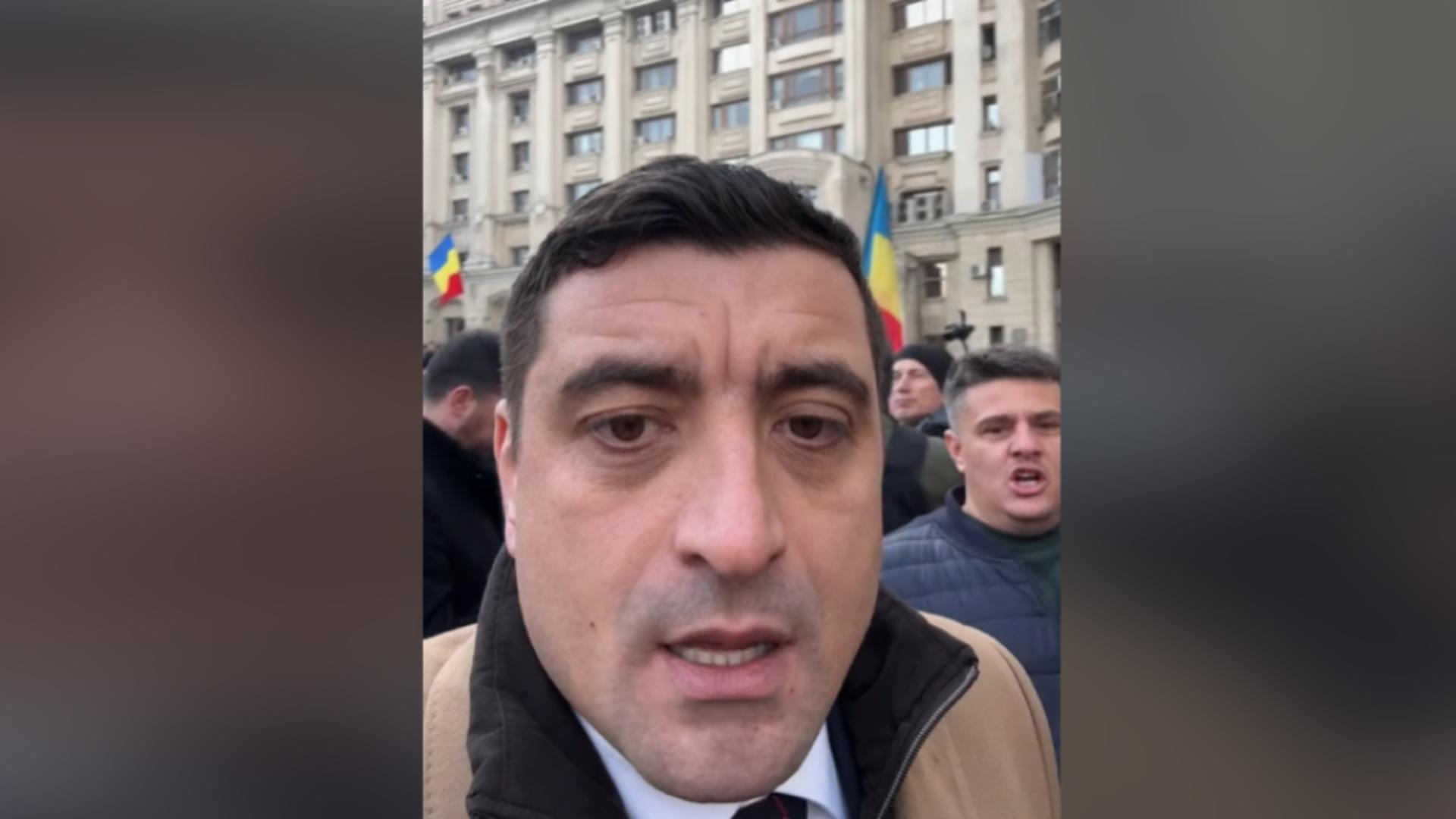 George Simion acuză o lovitură de stat. Ce mesaj a transmis liderul AUR din mijlocul protestatarilor