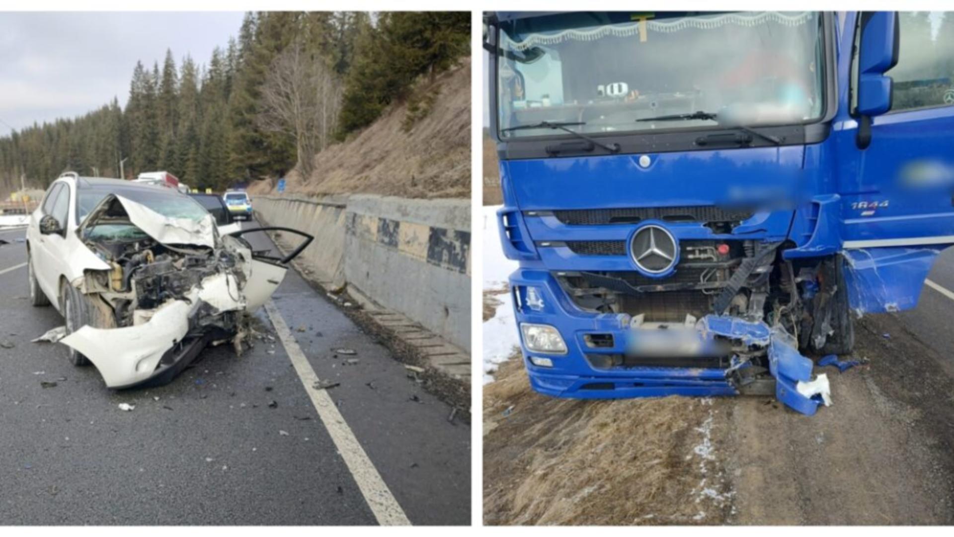 Accident DEZASTRUOS pe o șosea din România: un cetățean italian a adormit la volan și s-a izbit frontal de un camion