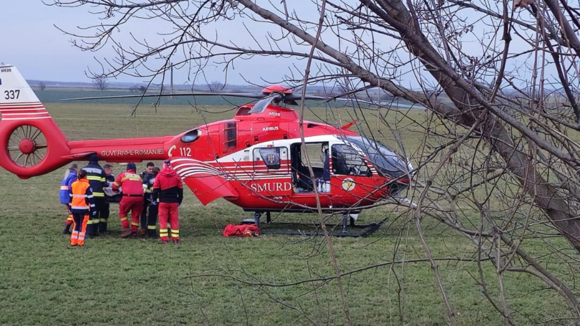 Incident grav la pescuit: un român s-a electrocutat pe un canal din județul Giurgiu. A fost necesară intervenția elicopterului SMURD