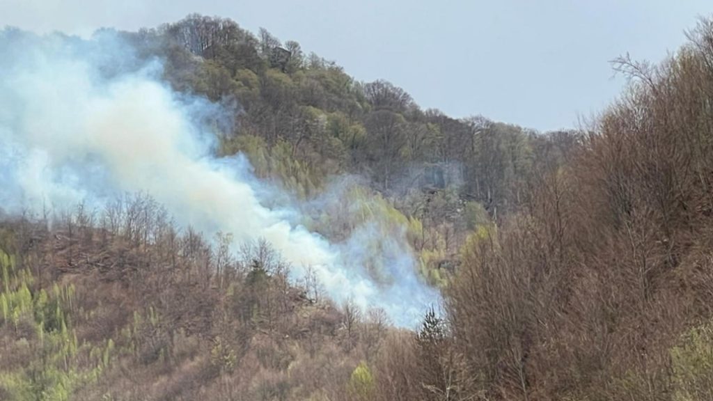 Incendiu devastator de vegetație în Argeș. Suprafața afectată este de 24 de hectare – elicopterul Black Hawk a intervenit în misiunea de stingere a focului