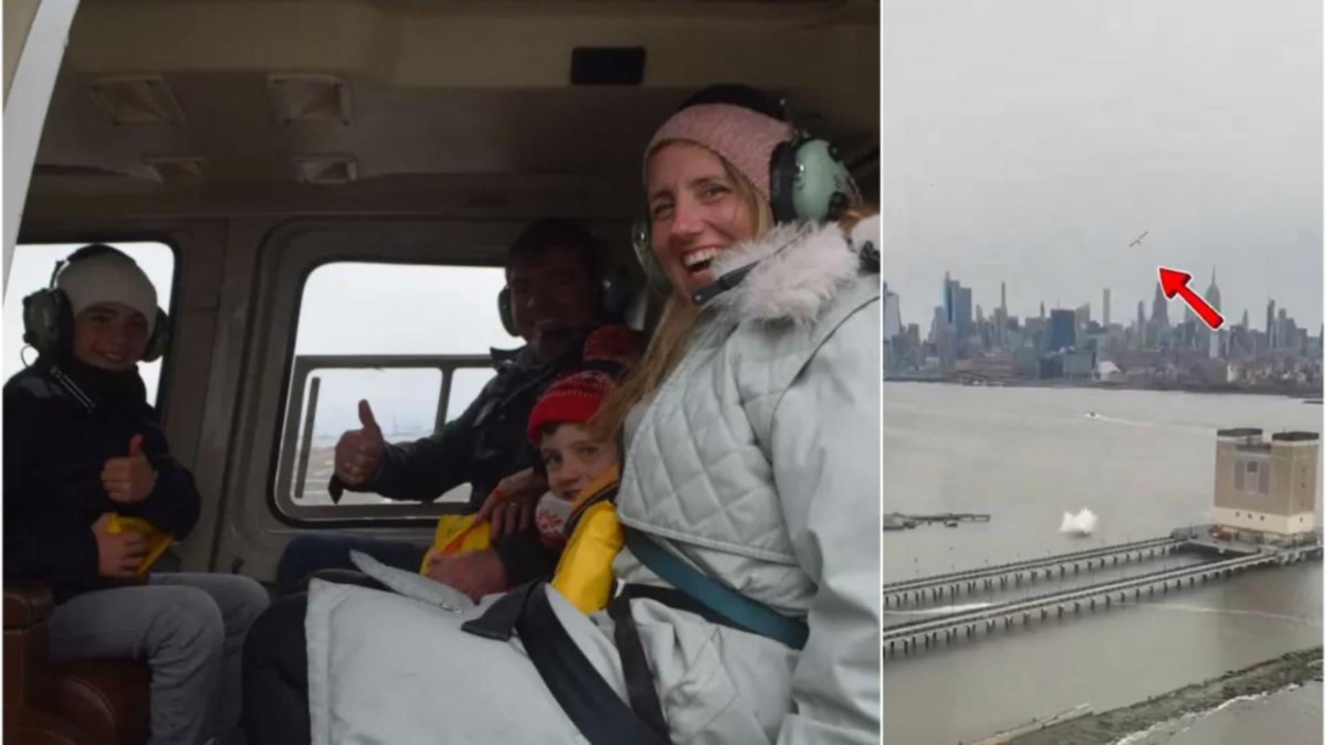 Imagini cu momentul în care un elicopter a căzut în râul Hudson. O familie de spanioli și pilotul au murit după ce elicea s-a desprins în aer și coada s-a rupt