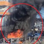 Mașină în flăcări pe una dintre cele mai aglomerate artere ale Capitalei: trafic blocat