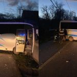 Accident grav în județul Neamț. Un autobuz în care se aflau şase persoane a lovit un stâlp de electricitate şi gardul unei gospodării