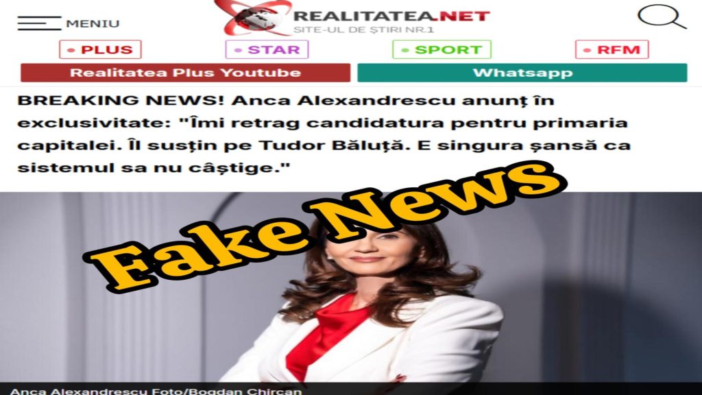 Anca Alexandrescu și realitatea.net, victimele unui fals grosolan. Un fake news lansat pe X anunță retragerea candidatei independente – FOTO