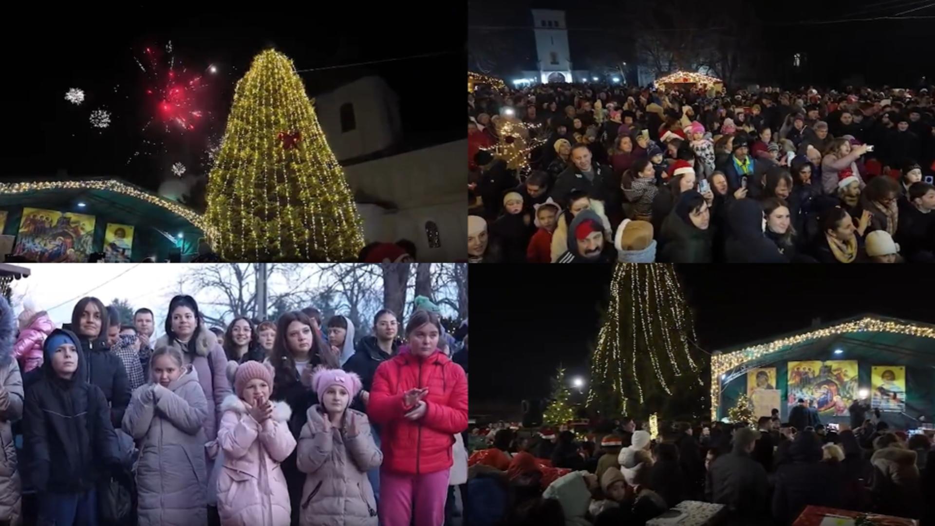 Bucurie și emoție în curtea Episcopiei Hușilor. Scrisori de Crăciun transformate în daruri pentru copii sărmani – VIDEO