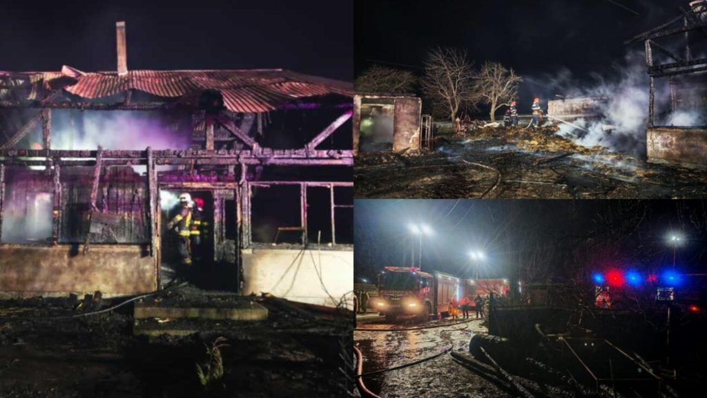 Incendiu de proporții într-o gospodărie din județul Suceava. O familie a rămas fără un acoperiș deasupra capului în plină iarnă -FOTO