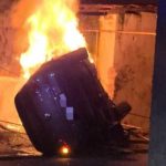 Mașină răsturnată și cuprinsă de flăcări la Găiești: doi tineri au MURIT carbonizați, după impactul violent