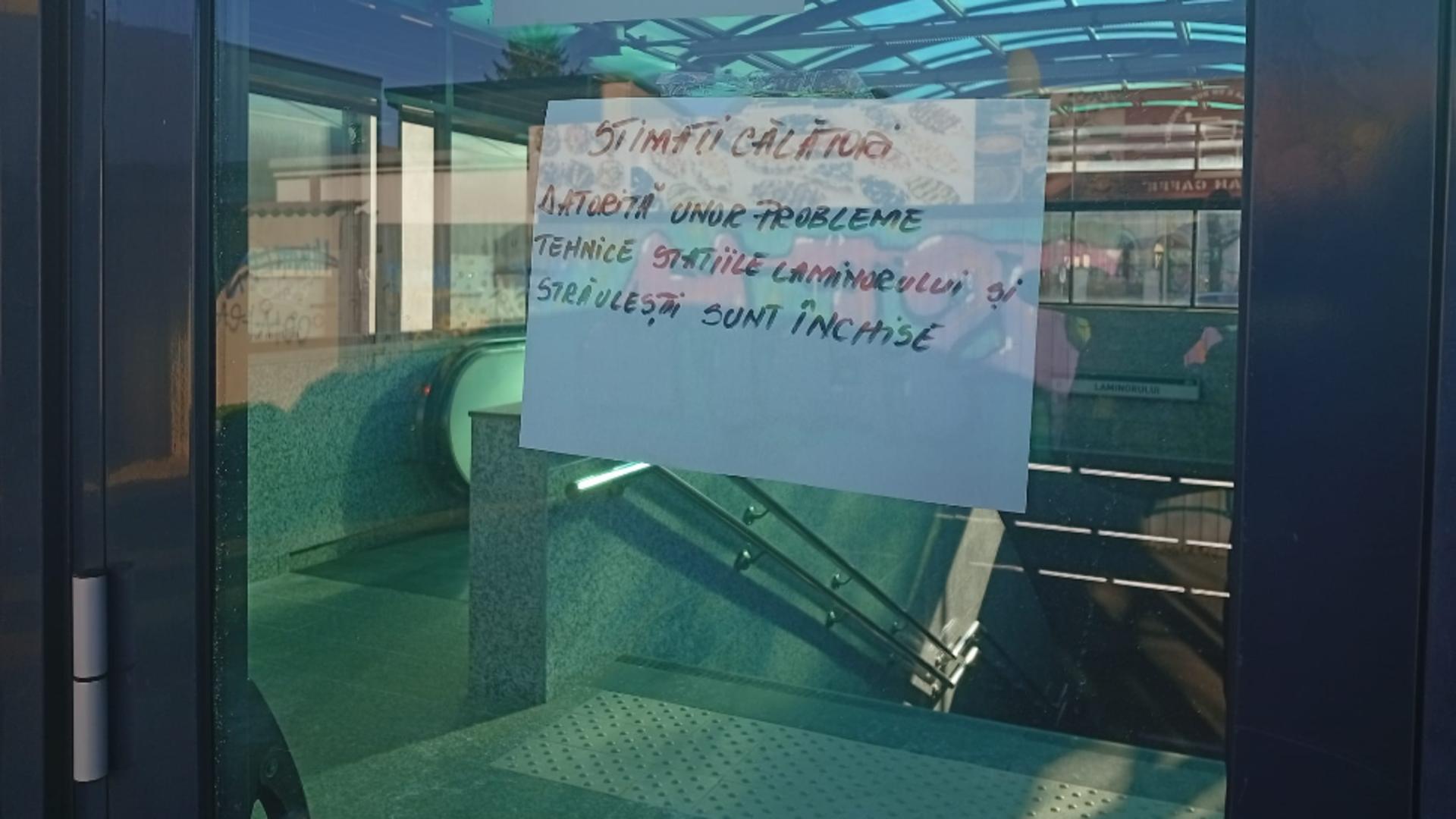 Probleme la metrou, în prima zi a anului. Stațiile Laminorului și Străulești sunt închise din motive tehnice FOTO