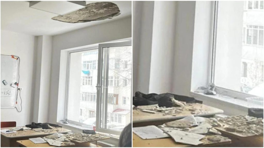 Panică într-o școală din Botoșani: tavan prăbușit chiar în timpul orelor de curs! Unitatea de învățământ, renovată recent prin PNRR