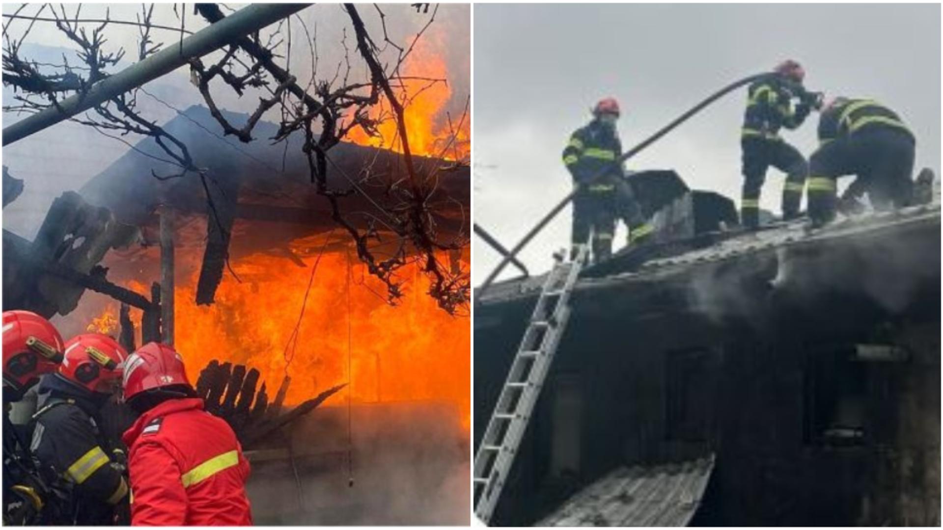 Incendiu de proporții într-o gospodărie din Olt, provocat de o lumânare lăsată nesupravegheată. Pompierii s-au luptat patru ore cu flăcările