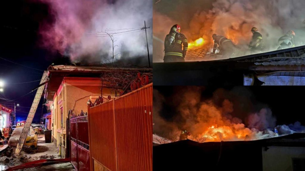 Incendiu masiv în Giurgiu provocat de un scurtcircuit. Patru case de pe două străzi, mistuite de flăcări -VIDEO