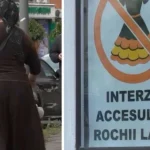 Afișul care a stârnit controverse la intrarea unui magazin din România. Ce le este interzis clienților