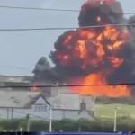 Avion militar britanic, transformat într-o minge de foc după prăbușire. Cei doi piloți s-au catapultat în ultima clipă